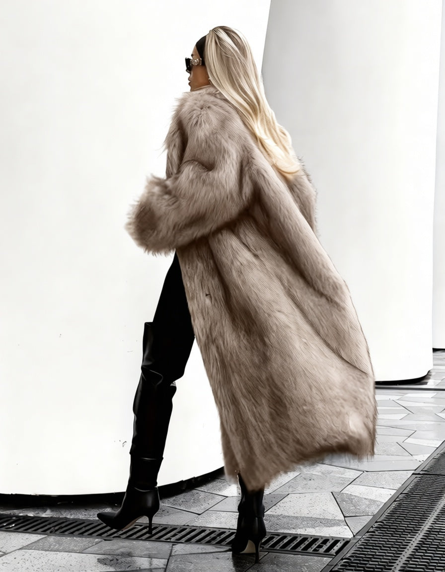 Statement Full-Length Shaggy Faux Fur Maxi Coat