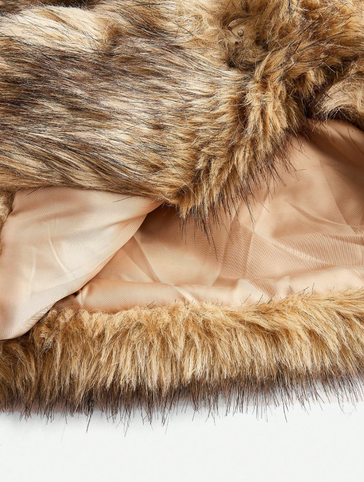Premium Cropped Faux Fur Jacket with Horizontal Tiered Design