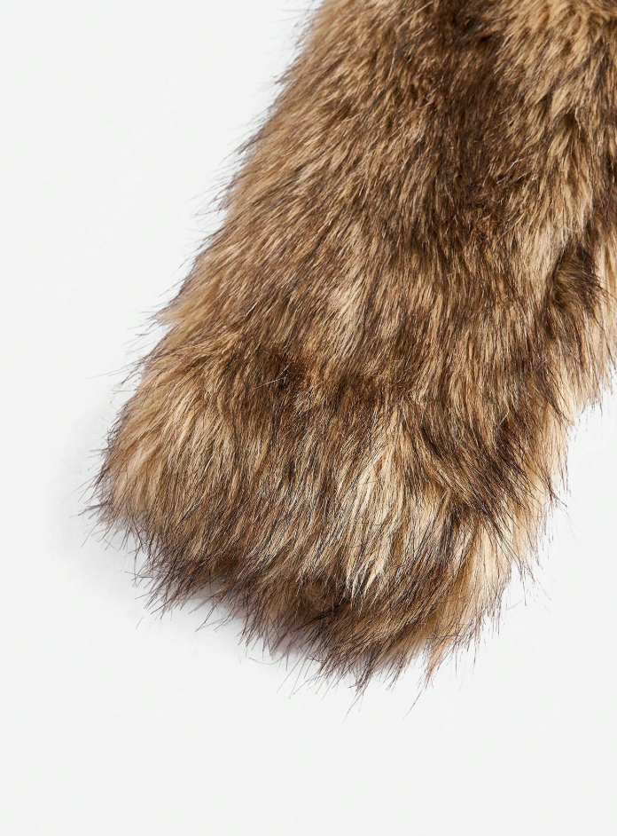 Premium Cropped Faux Fur Jacket with Horizontal Tiered Design
