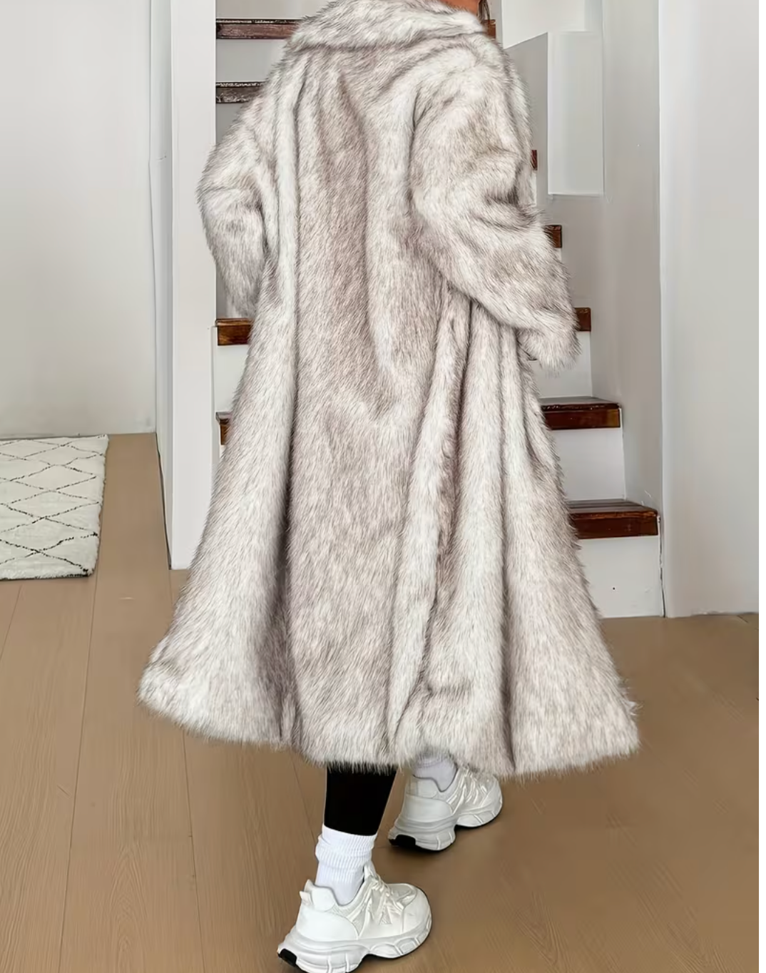 Luxe Silver Fox Longline Faux Fur Coat