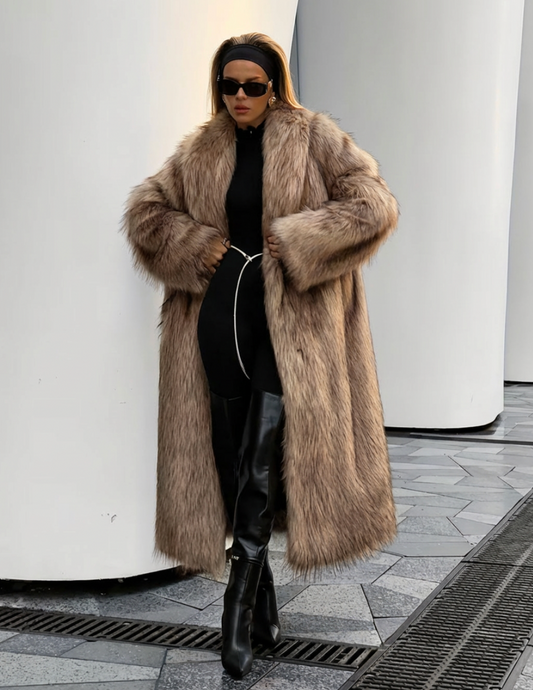 Statement Full-Length Shaggy Faux Fur Maxi Coat