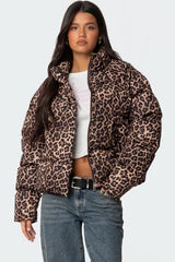 The Empress Leopard-Print Oversized Puffer Jacket