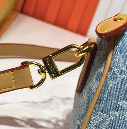 Structured Denim Mini Tote with Tan Accents