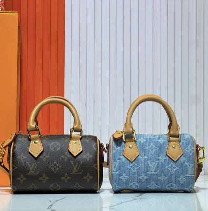 Structured Denim Mini Tote with Tan Accents