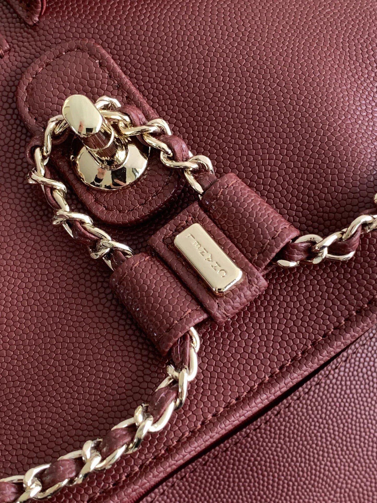 Compact Grained Leather Backpack (21cm) – Champagne Gold Hardware