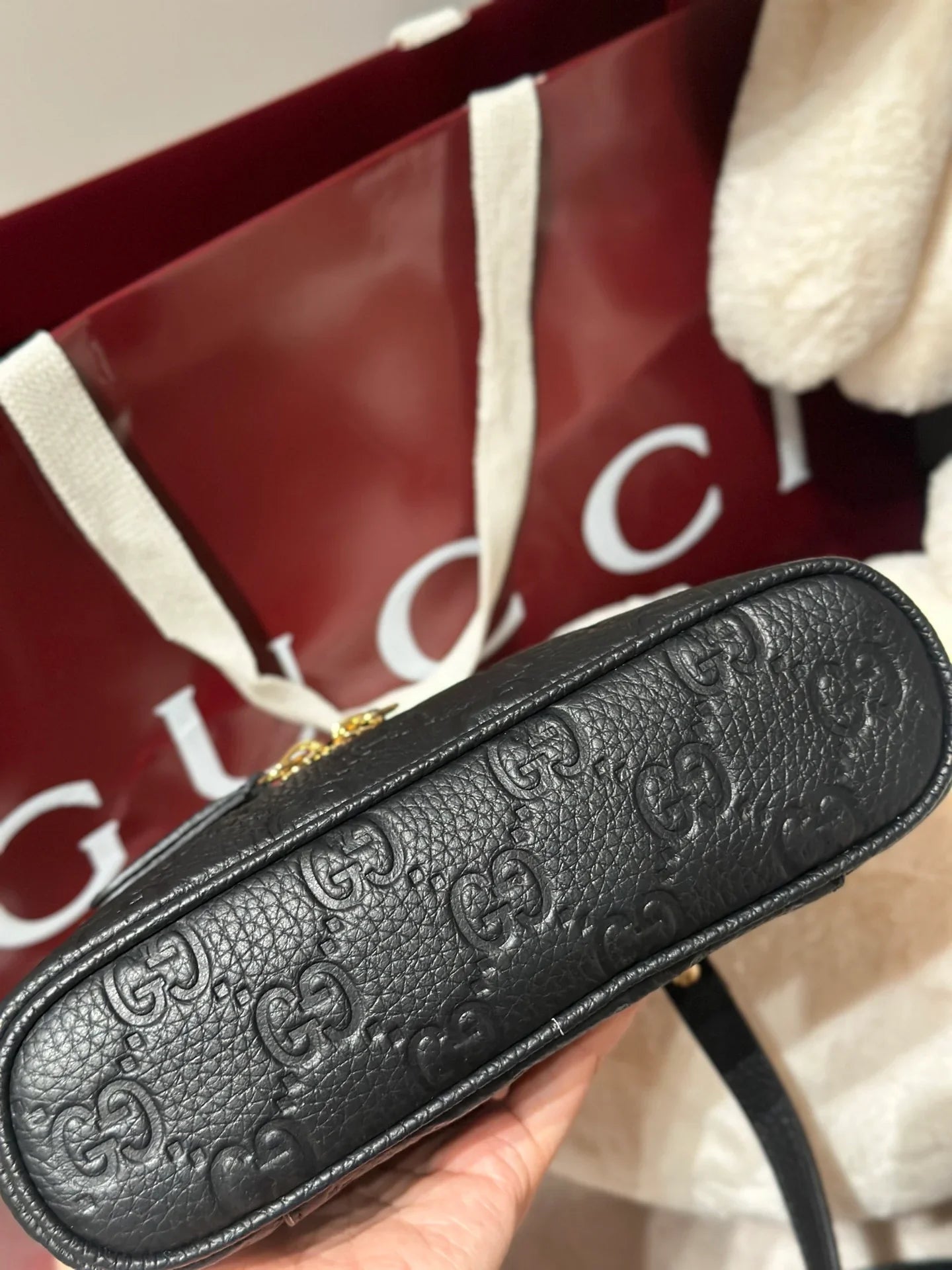 Compact Flap Bag in Embossed Grain Leather