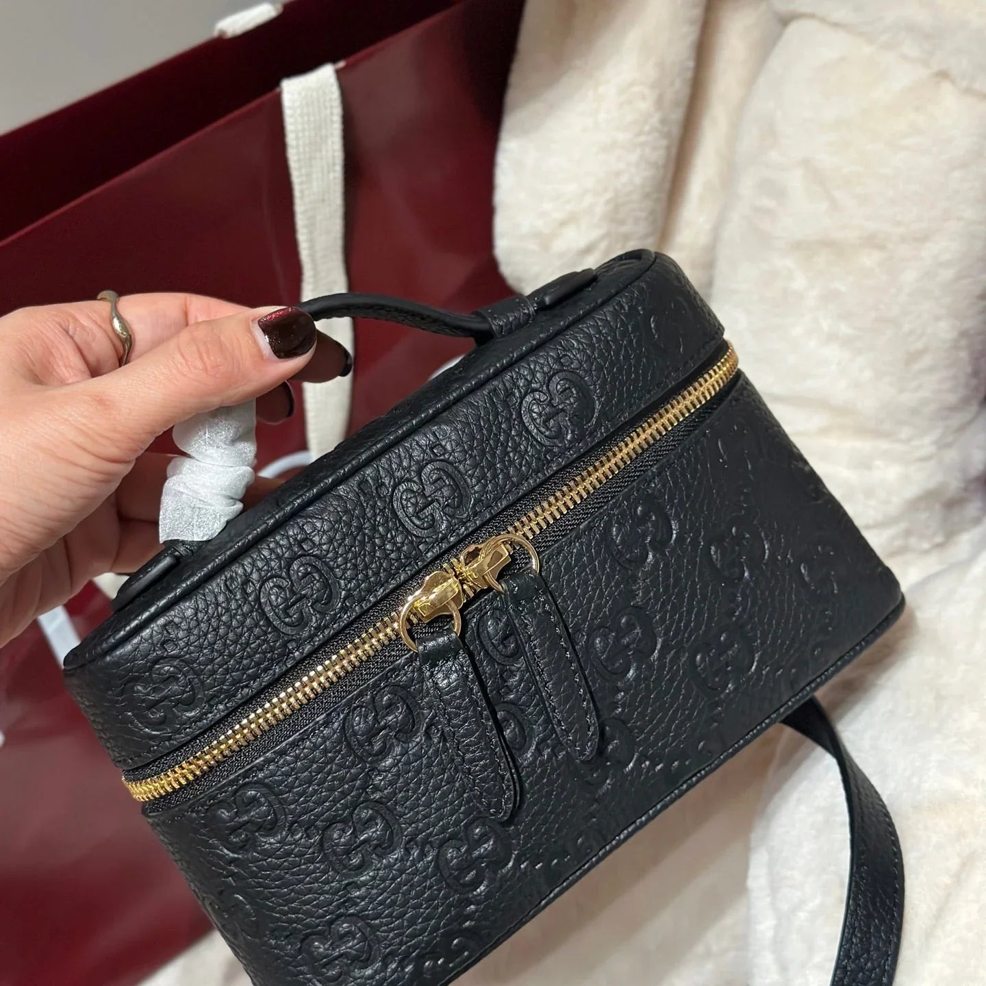 Compact Flap Bag in Embossed Grain Leather